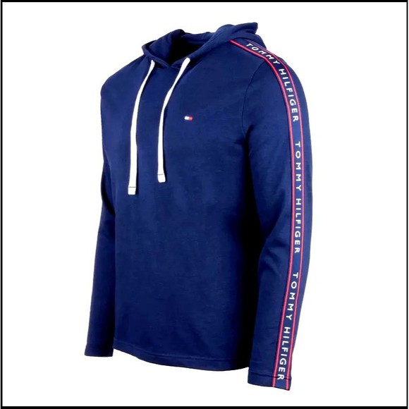 Tommy Hilfiger Men's French Terry Pullover Hoodie Medium Large Blue Lightweight - Picture 2 of 10